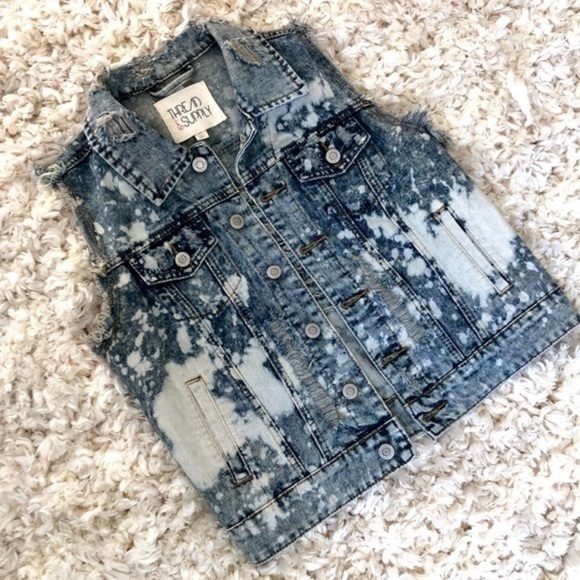 Y2K Thread & Supply 90s Denim Acid Wash Punk Grunge Vest - Size M - Picture 2 of 6